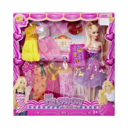 عروسک باربی با7دست لباس و وسایل 2301fashion | شهر اسباب بازی