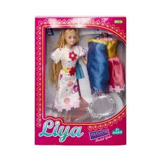 عروسک باربی به همراه لباس آینه liya fashion model girls 2060 | شهر اسباب بازی
