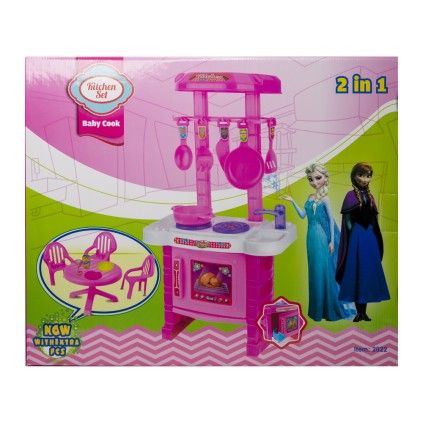 ست اجاق گاز و وسایل آشپزخانه و میز و صندلی السا 2022baby cook kitchen set  | شهر اسباب بازی
