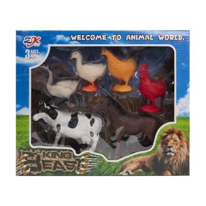 بسته 6 عددی حیوانات مزرعه مرغ و خروس گاو 998 | شهر اسباب بازی