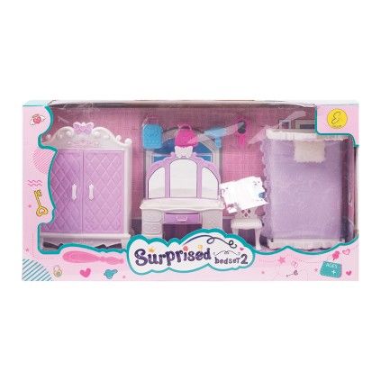 ست لوازم اتاق خواب کمد و تخت و میز آرایش 104 | شهر اسباب بازی