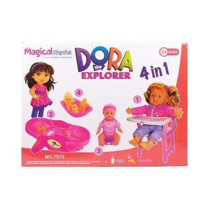 ست صندلی غذا لوازم بازی نوزادی دورا 7575 dora magical play set | شهر اسباب بازی