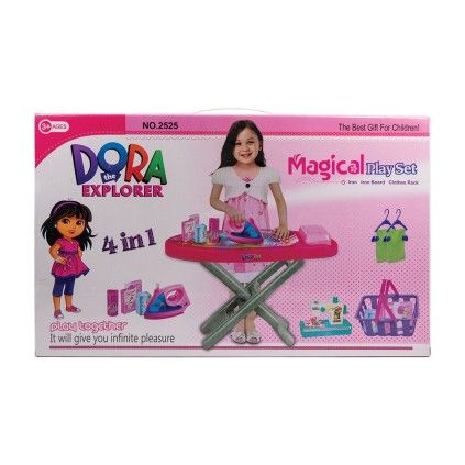 ست 4 تکه وسایل لاندری میز اتو، چرخ خیاطی و سبد لباس 2525 | شهر اسباب بازی