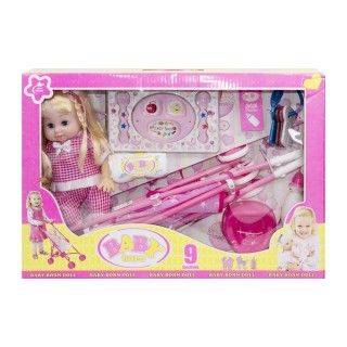 عروسک بی بی بورن به همراه وسایل و کالسکه 655 baby born | شهر اسباب بازی