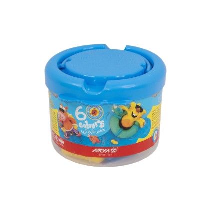 خمیر بازی 6 رنگ سطلی به همراه ابزار و وسایل آریا | شهر اسباب بازی