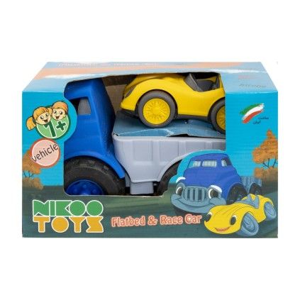 ماشین کامیون کفی یدک کش و ماشین مسابقه نیکو تویز nikoo toys | شهر اسباب بازی