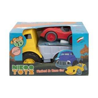 ماشین کامیون کفی یدک کش و ماشین مسابقه نیکو تویز nikoo toys | شهر اسباب بازی