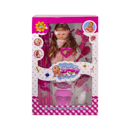 عروسک بی بی بورن جیشی به همراه کالسکه و وسایل آرایشی8192 | شهر اسباب بازی