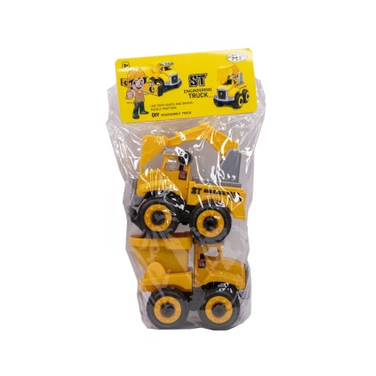 ست ماشین راهسازی 2مدل نشکن با آچار | شهر اسباب بازی