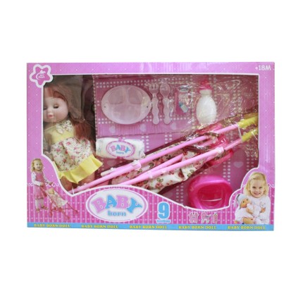 عروسک جیشی موزیکال با کالسکه 655-10 | شهر اسباب بازی