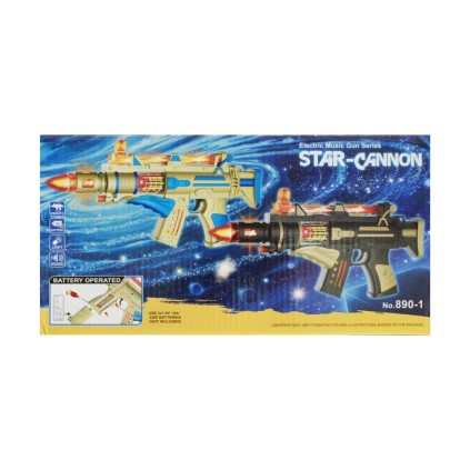 تفنگ باطریخور صدا دار چراغدار موزیکال890/1 | شهر اسباب بازی