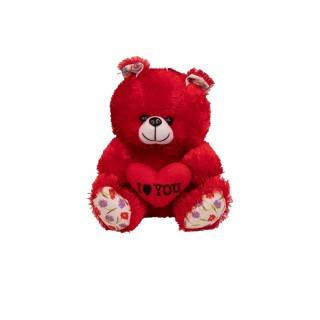 عروسک پولیشی خرس نشسته لاو به دست28سانت | شهر اسباب بازی