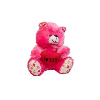 عروسک پولیشی خرس نشسته لاو به دست 28 سانت | شهر اسباب بازی