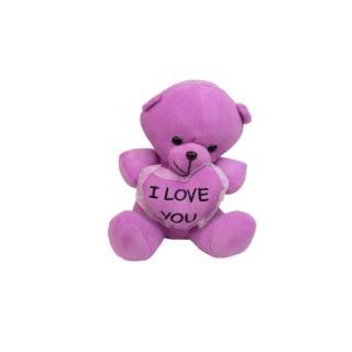 عروسک پولیشی خرس نشسته لاو به دست 25 سانت | شهر اسباب بازی