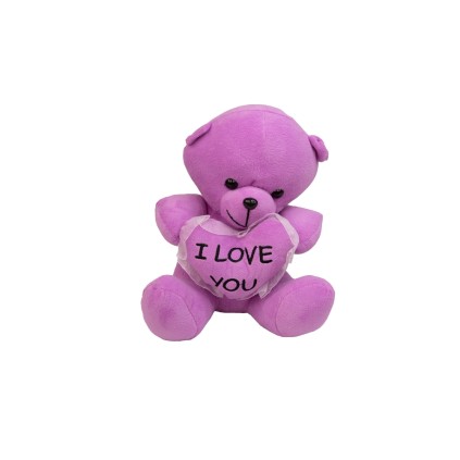 عروسک پولیشی خرس نشسته لاو به دست 25 سانت | شهر اسباب بازی