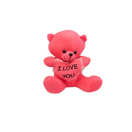 عروسک پولیشی خرس نشسته لاو به دست 25 سانت | شهر اسباب بازی