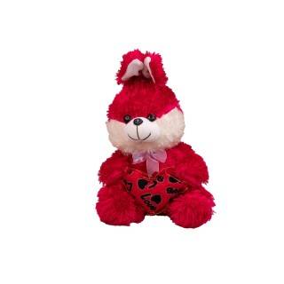 عروسک پولیشی خرگوش نشسته قلب به دست 35 سانت | شهر اسباب بازی