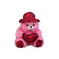 عروسک پولیشی خرس تپل نشسته کلاه و قلب به دست 35 سانت | شهر اسباب بازی