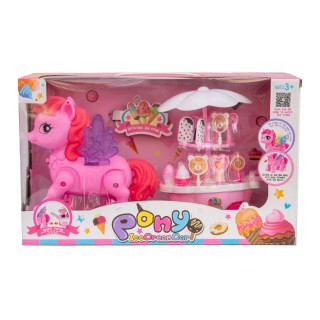 اسب پونی با کالسکه باطریخور 2288 | شهر اسباب بازی