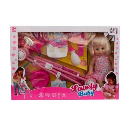 عروسک جیشی با کالسکه لوازم180-12 APT | شهر اسباب بازی