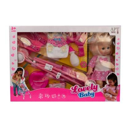 عروسک جیشی با کالسکه لوازم 180-12 APT | شهر اسباب بازی