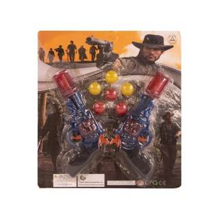 تفنگ کلت وسترن دوتایی روکارتی تیر پرتاب کن  | شهر اسباب بازی