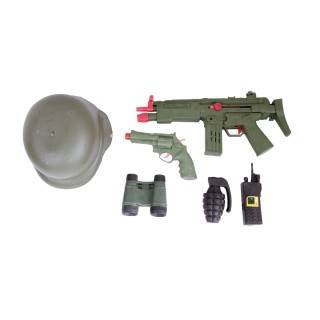 ست ارتشی تفنگ و دوربین و کلاه توری | شهر اسباب بازی