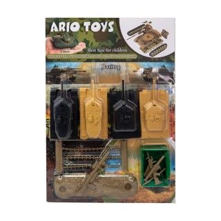 ست تانک 4عددی با سرباز و سیم خاردار روکارتی  | شهر اسباب بازی